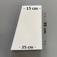 Højde 35 cm, tykkelse 15/25 cm  