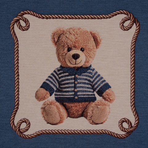 Pudestykke - 47x47 cm med vævet motiv - Bamse